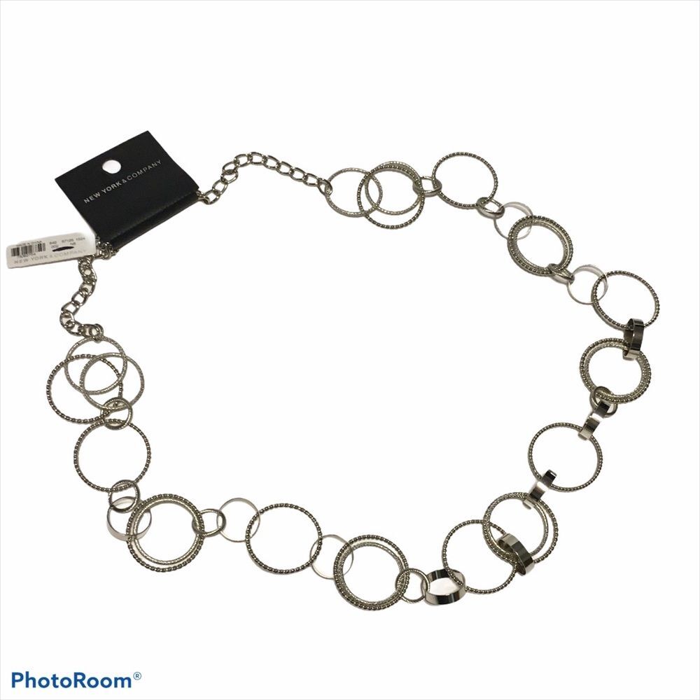 New York & Company Silver Tone Long Necklace Hoops